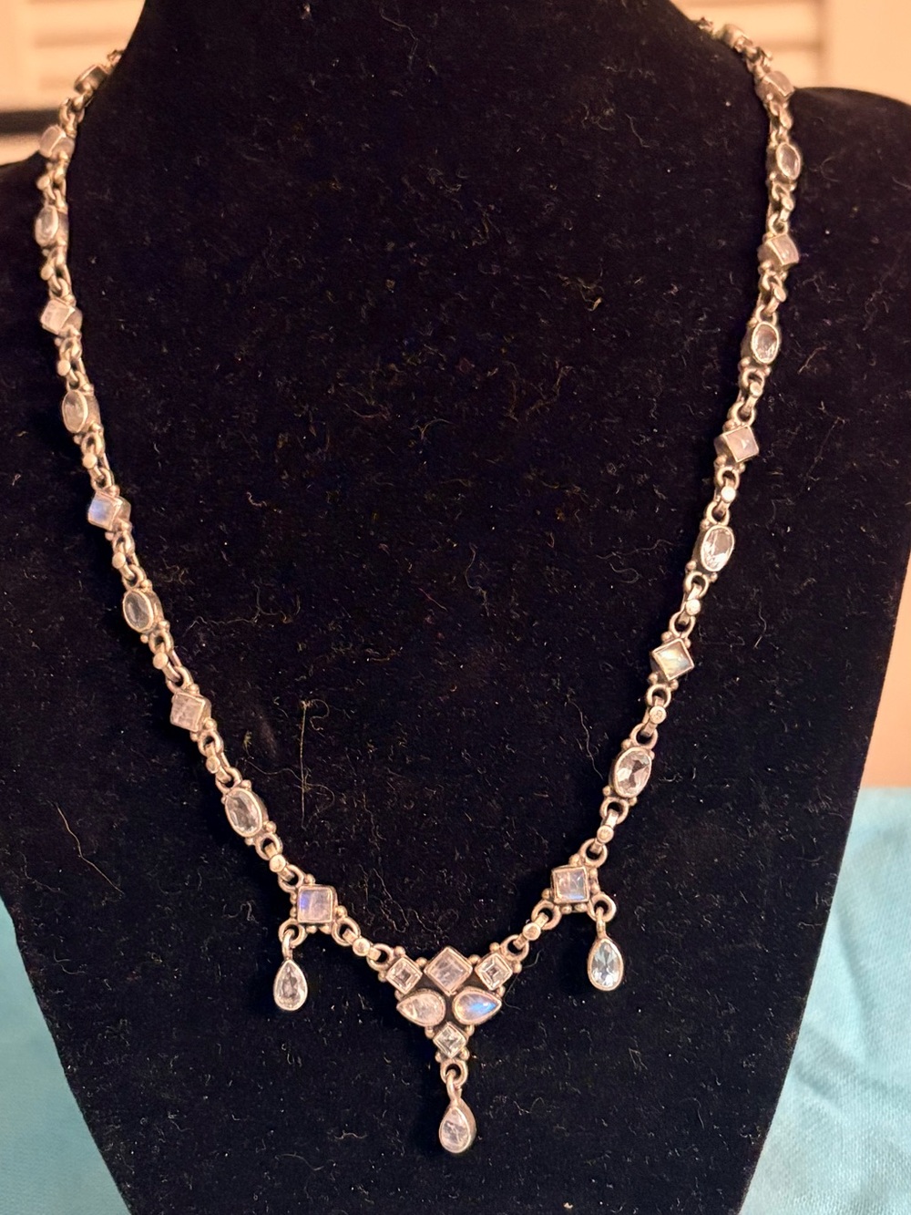 Sterling Silver- Tennis Moonstone Necklace - Elegant Women's Jewelry